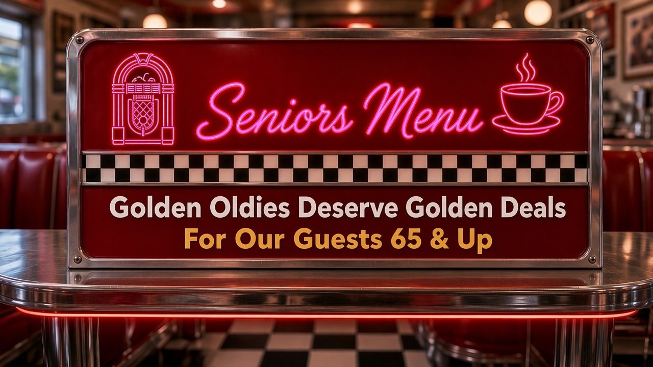 Seniors Menu, for our guests 65 and up